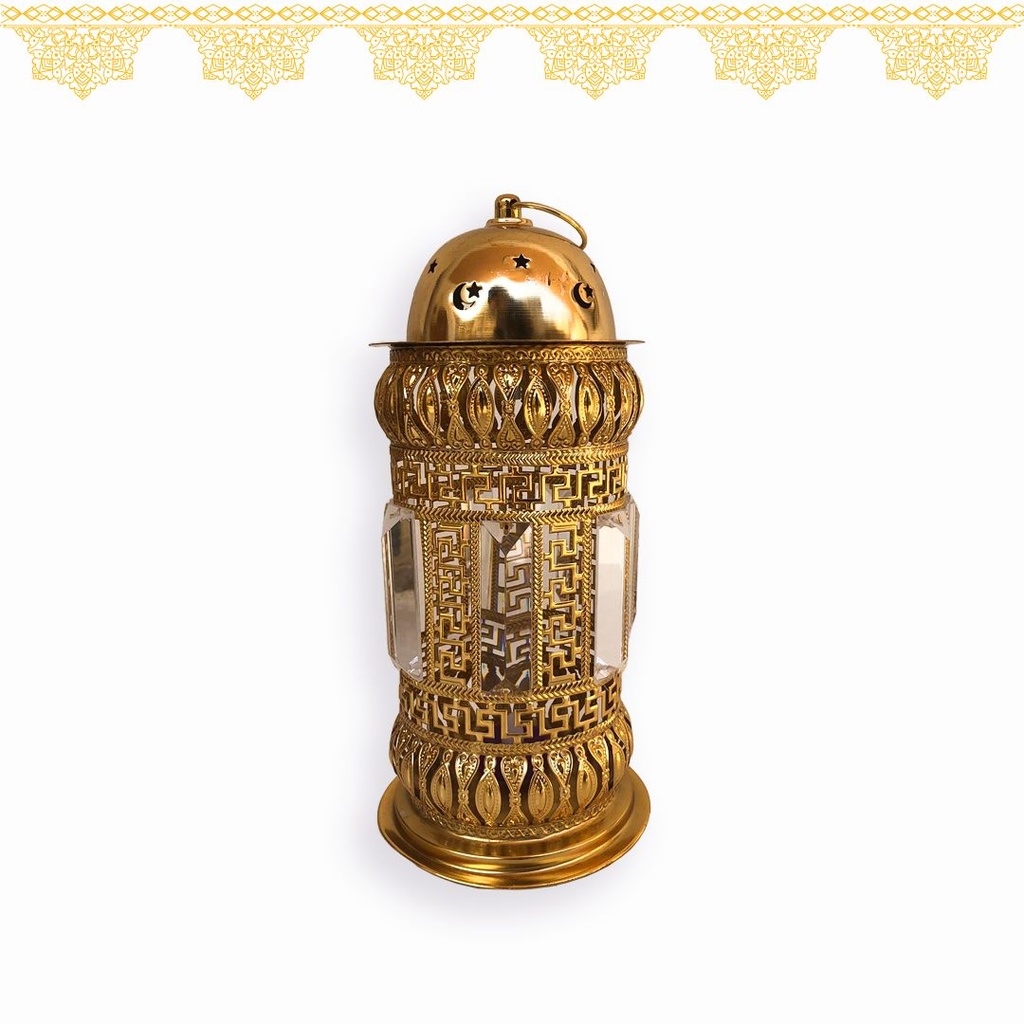 فانوس رمضان كريستال مضيء باللون الذهبي