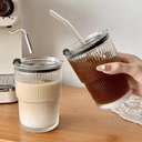 كوبايه انيقه بزجاج مضلع بشاليموه زجاج و غطاء و فتحه صغيره سيليكون