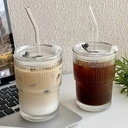 كوبايه انيقه بزجاج مضلع بشاليموه زجاج و غطاء و فتحه صغيره سيليكون