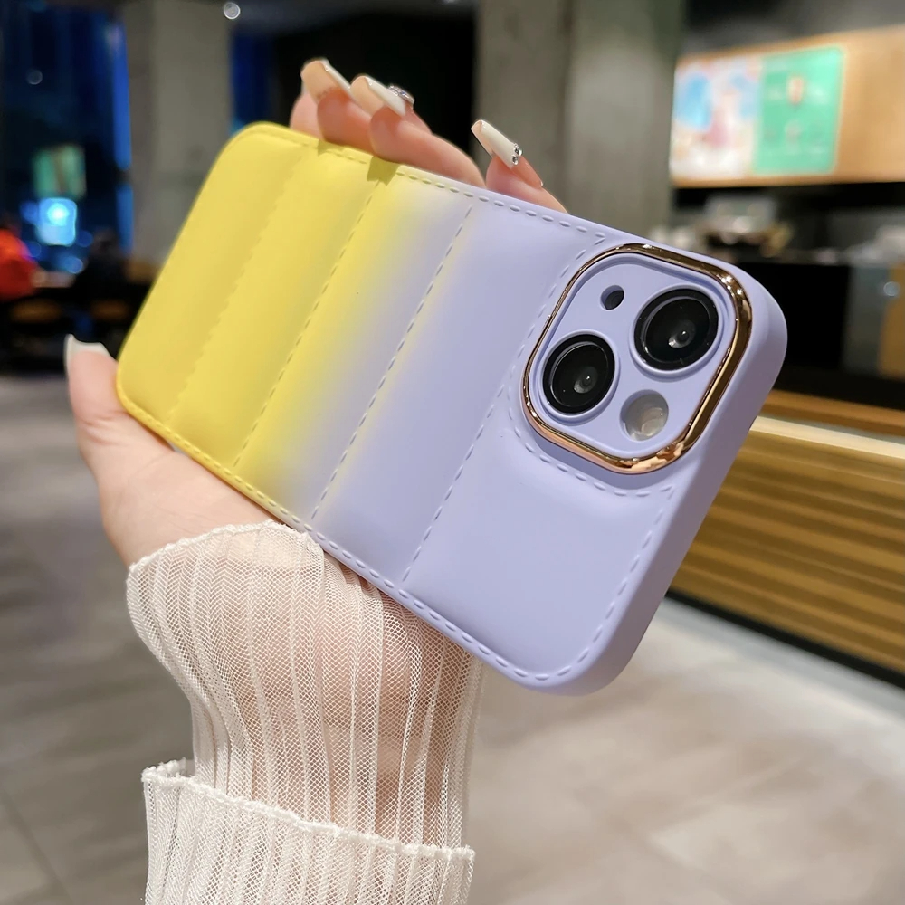Iphone14 pro silicon Protective cover -Stylish Colorful pumped design -with camera protector frame