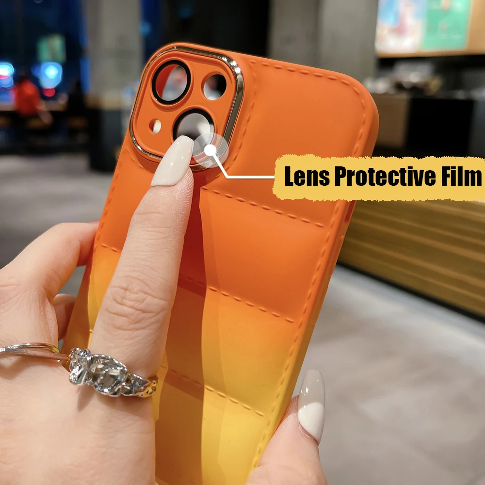Iphone14 pro silicon Protective cover -Stylish Colorful pumped design -with camera protector frame