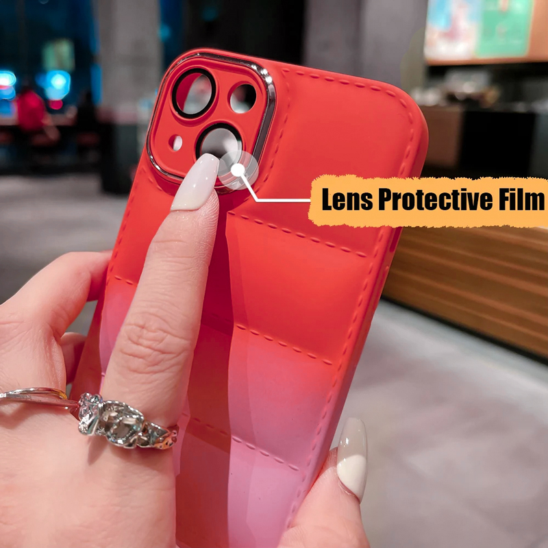 Iphone 14 Pro Silicone Protective Cover -Summery Colorful Pumped Design With Camera Protector Frame