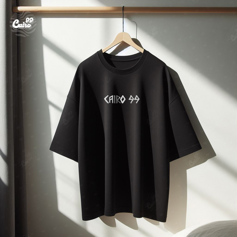 Great Wave Skull  تيشيرت اوفر سايز قطن باللون الاسود 