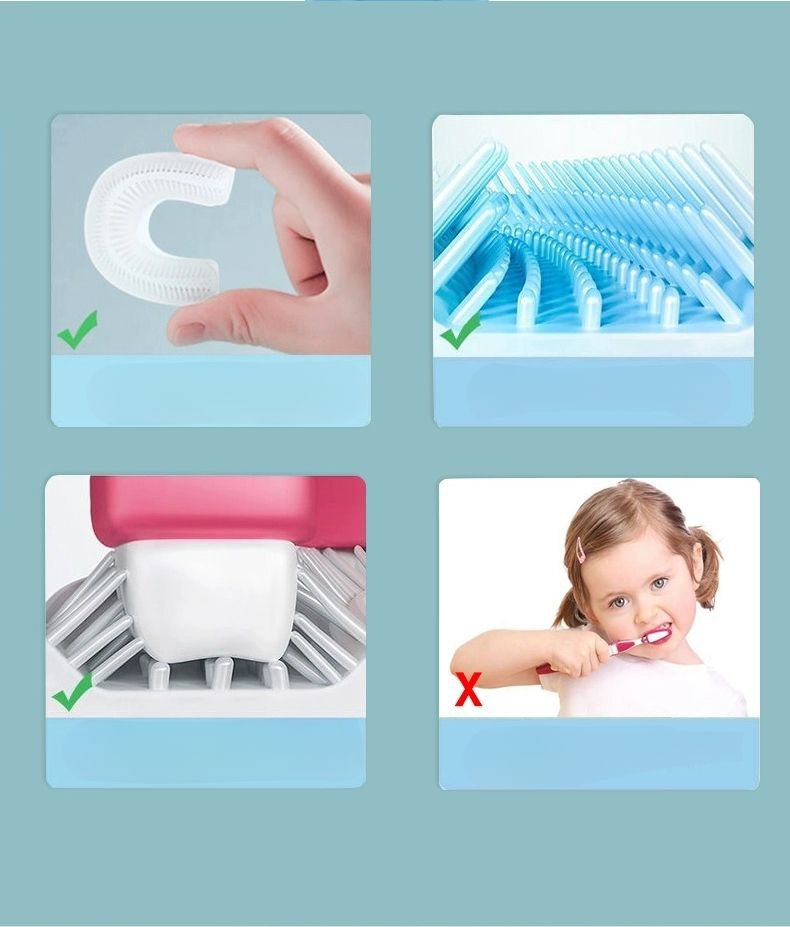 U فرشة أسنان كهربائية للأطفال بتصميم كرتوني على شكل حرف