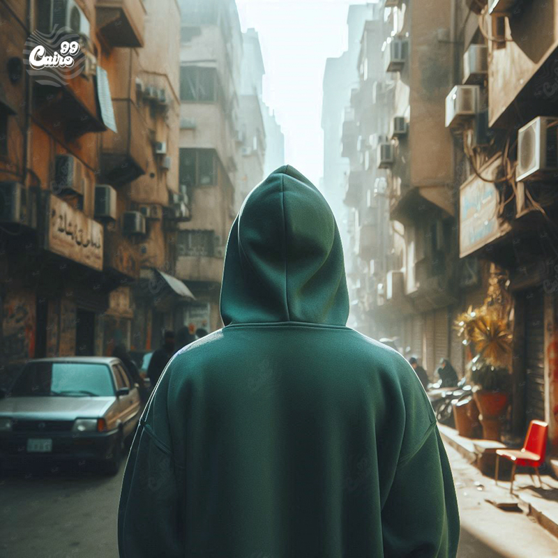 هودي &quot;كايرو&quot; اوفر سايز قطن للرجال باللون الاخضر