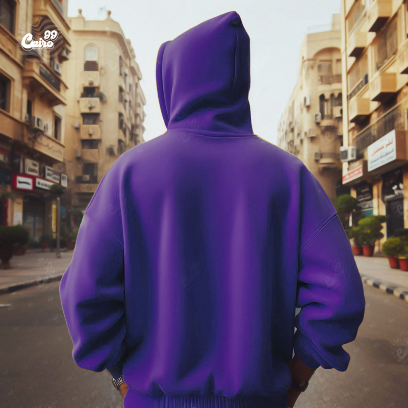 هودي &quot;كايرو&quot; اوفر سايز قطن للرجال باللون الموف