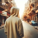 هودي &quot;كايرو&quot; اوفر سايز قطن للرجال باللون البيج