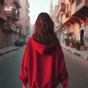 هودي &quot;القاهرة&quot; اوفر سايز قطن للنساء باللون الاحمر