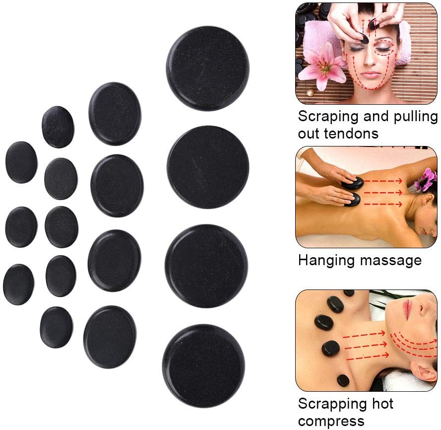 احجار حرارية للعلاج بالتدليك للاسترخاء - 16 قطعة