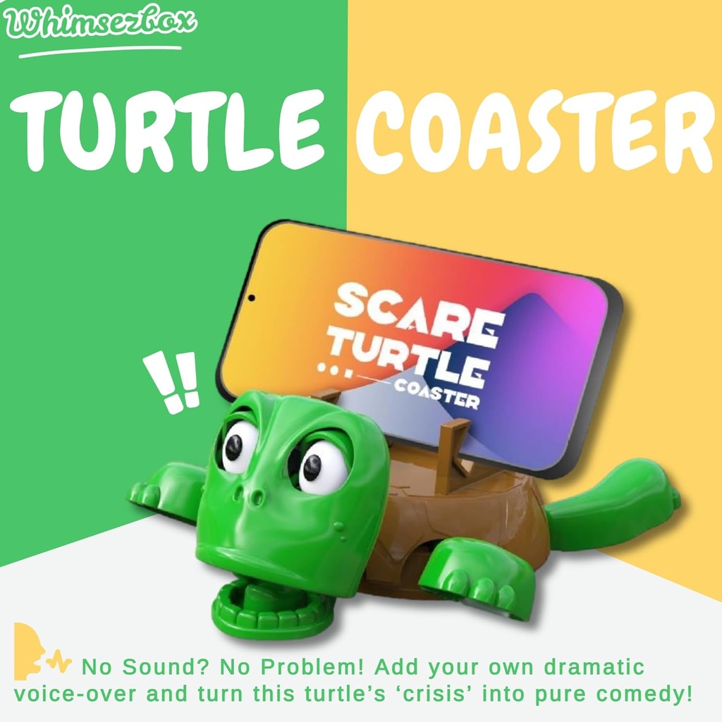 كوستر على شكل سلحفاة ثلاثية الأبعاد بتعبير مضحك عند وضع الكوب مع ستاند للموبايل