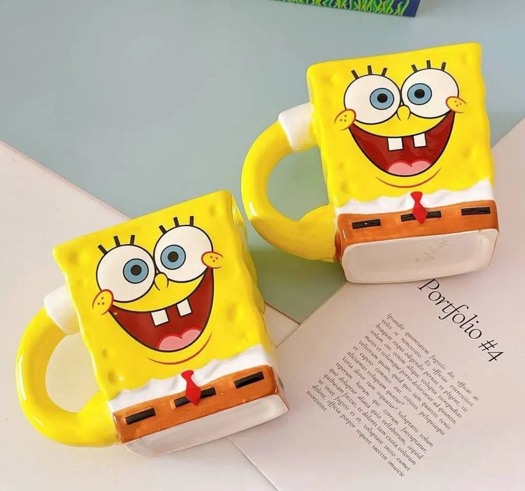 مج سيرامك بتصميم سبونج بوب ثري دي للشاي والنسكافيه والمشروبات الساخنة