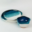 طقم اطباق فخار بتصميم أمواج البحر 3 قطع