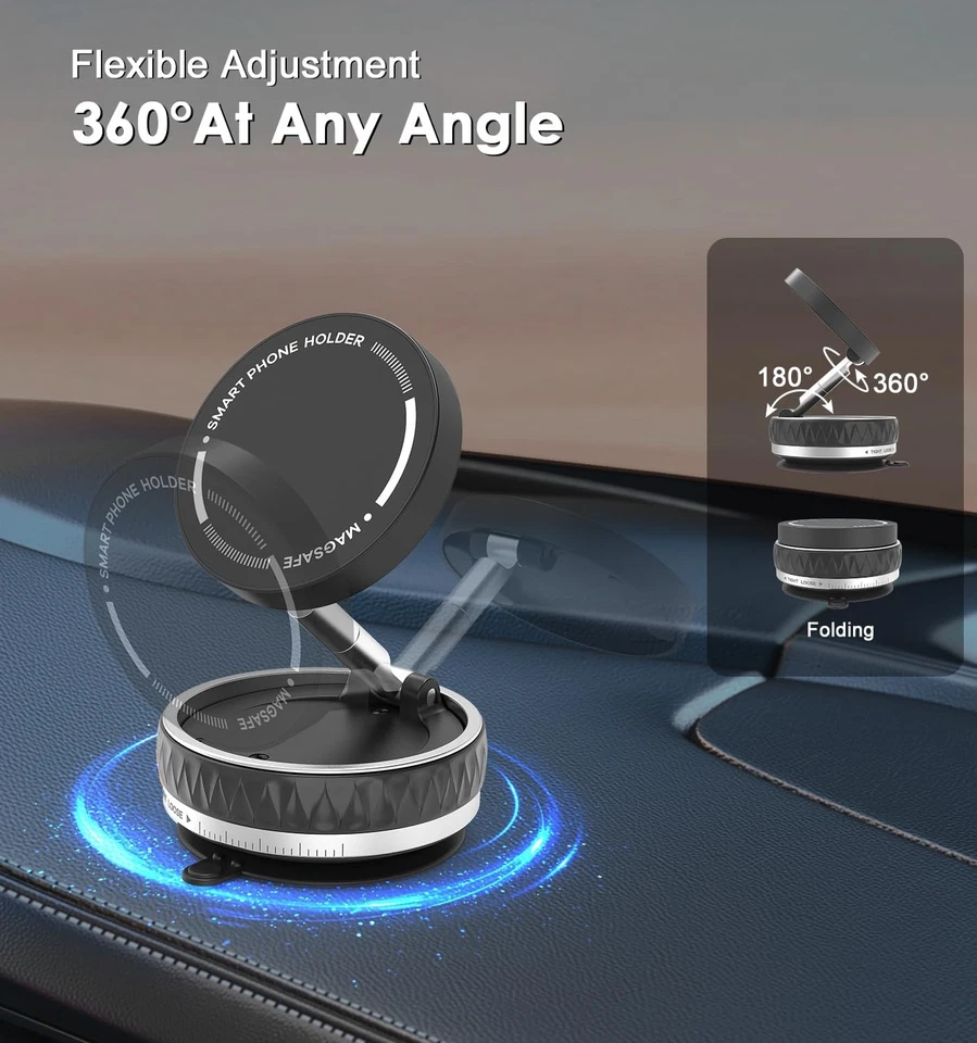 حامل موبايل لتابلوه السيارة مزود بقوة شفط عالية قابل للطي والدوران 360°