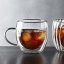 مج زجاج دبل شفاف 150 ملل لشرب وتقديم القهوة والعصائر