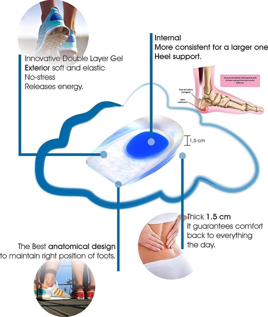 كعب طبي من السيليكون للأحذية مضاد للصدمات مناسب للارتداء اليومي والأنشطة الرياضية