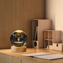 بلورة كريستال ثلاثية الابعاد بتصميم غزالة بقاعدة خشبية قابلة للفصل