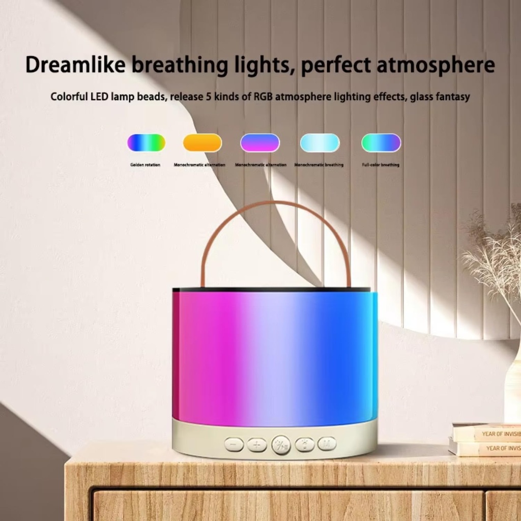 مكبر صوت مضئ بالوان مختلفة مزود بميكروفون