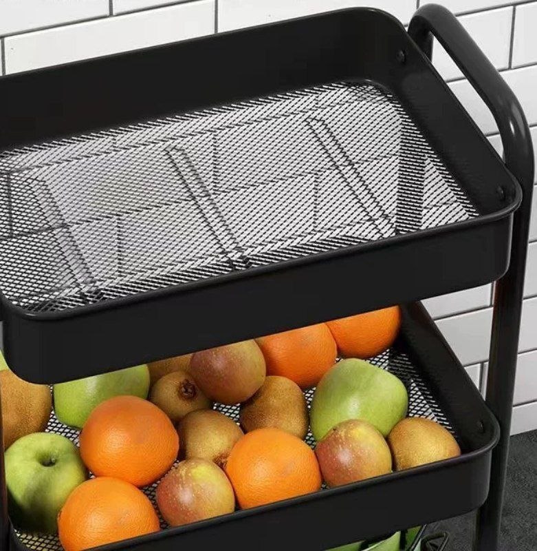 عربة تخزين ومنظم 3 أدوار لتنظيم المطبخ وترتيب أدوات الحمام بعجلات لسهولة الحركة