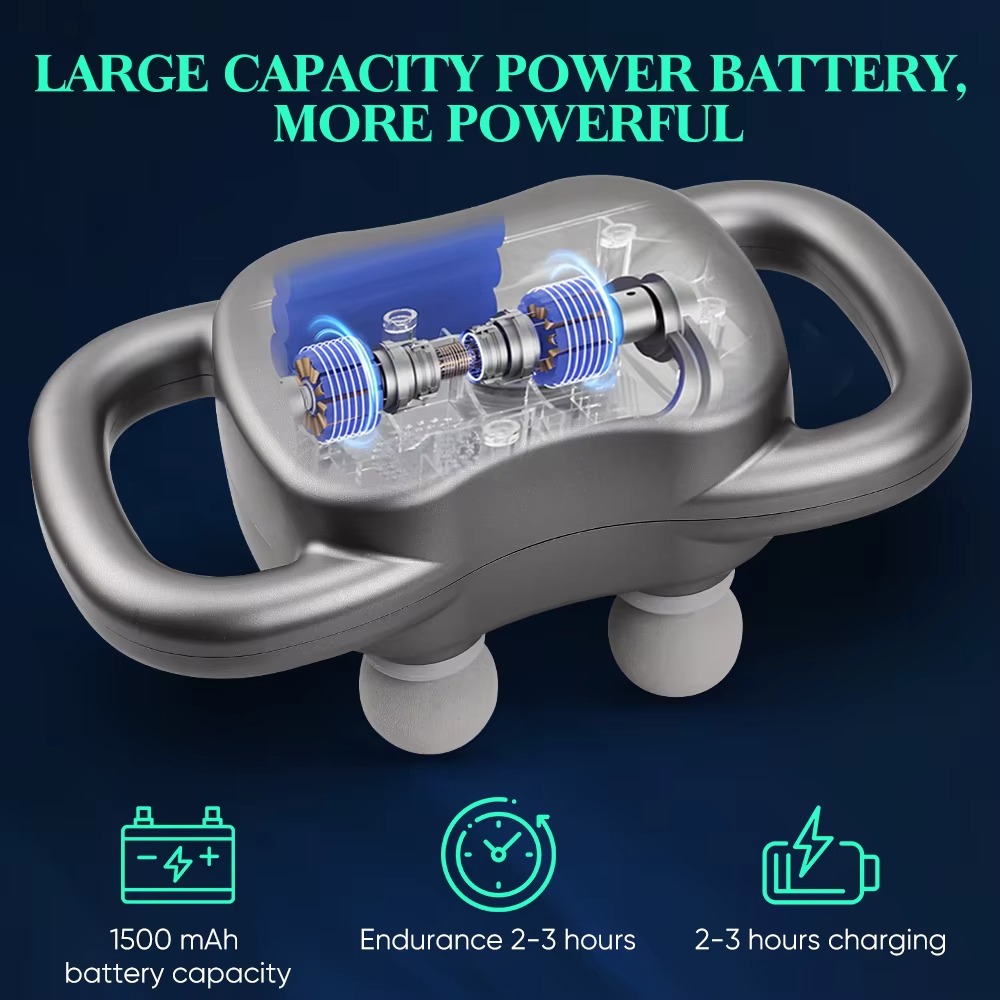 جهاز مساج ديجيتال يدوي للتدليك العميق للعضلات ب 4 رؤوس بالآشعة تحت الحمراء