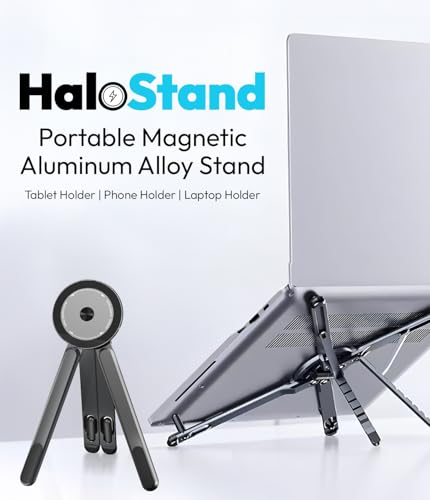 حامل مغناطيسي معدني قابل للطي والتعديل للموبايل واللابتوب والايباد