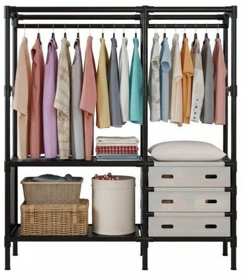 ستاند ملابس ب 2 رف و3 أدراج لتنظيم الملابس والأحذية