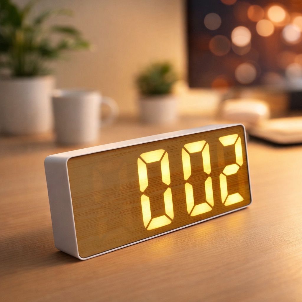 ساعة منبه ديجيتال لعرض الوقت ودرجة الحرارة بيو اس بي