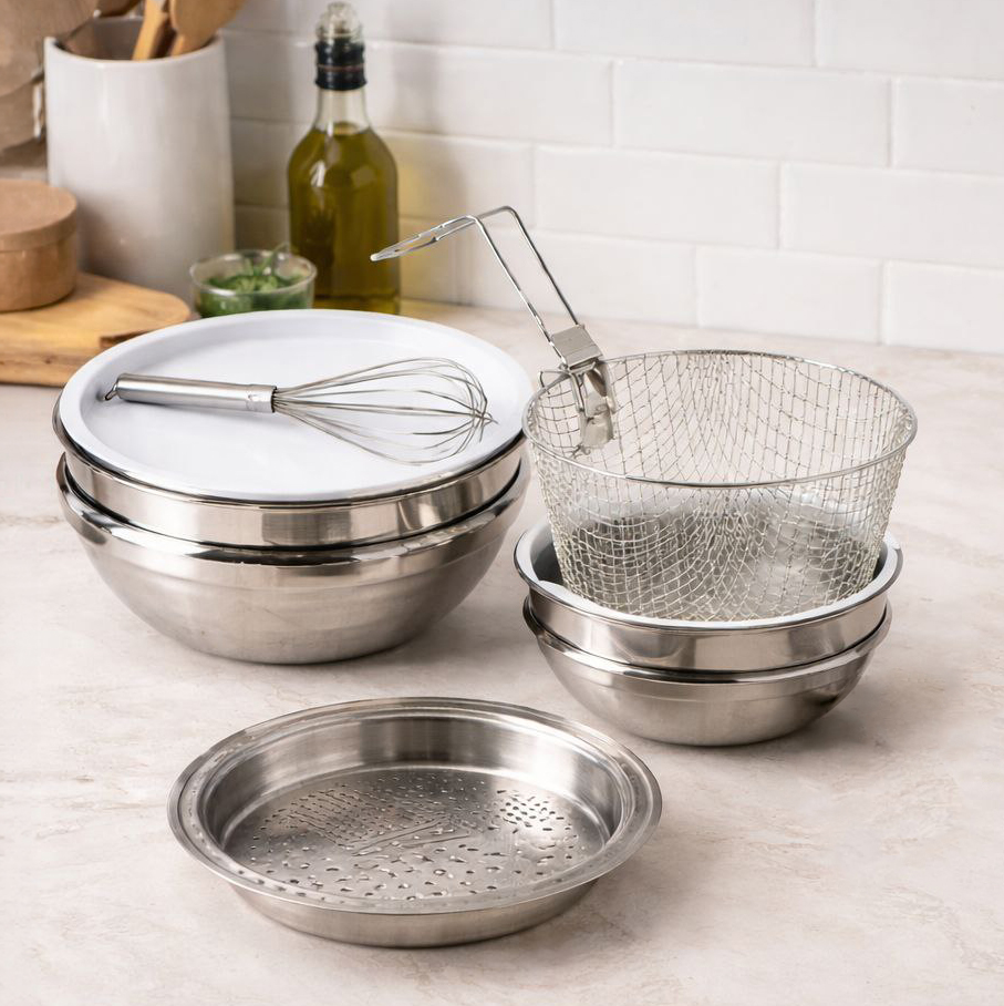 طقم حلل استانليس ستيل للطهي 22 قطعة