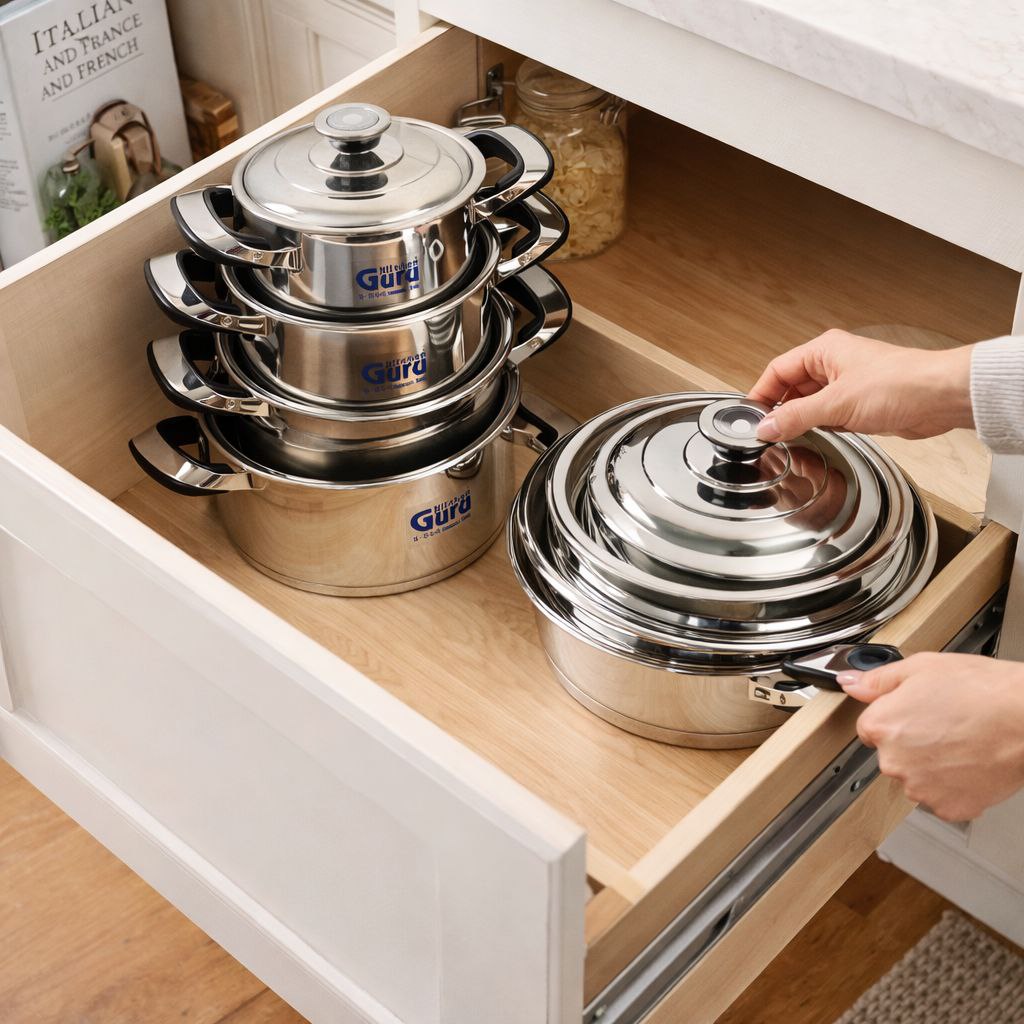 طقم حلل استانليس ستيل للطهي 22 قطعة