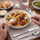 طقم معالق وشوك وسكاكين استانليس ستيل  24 قطعة باللون الفضي