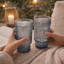 طقم كوبايات زجاج مزخرف باشكال مختلفة باللون الرمادي 6 قطع