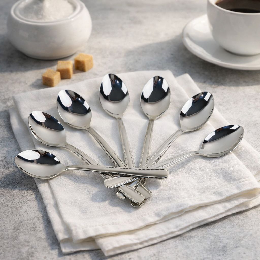 طقم معالق استانليس ستيل 12 قطعة صغيرة باللون الفضي