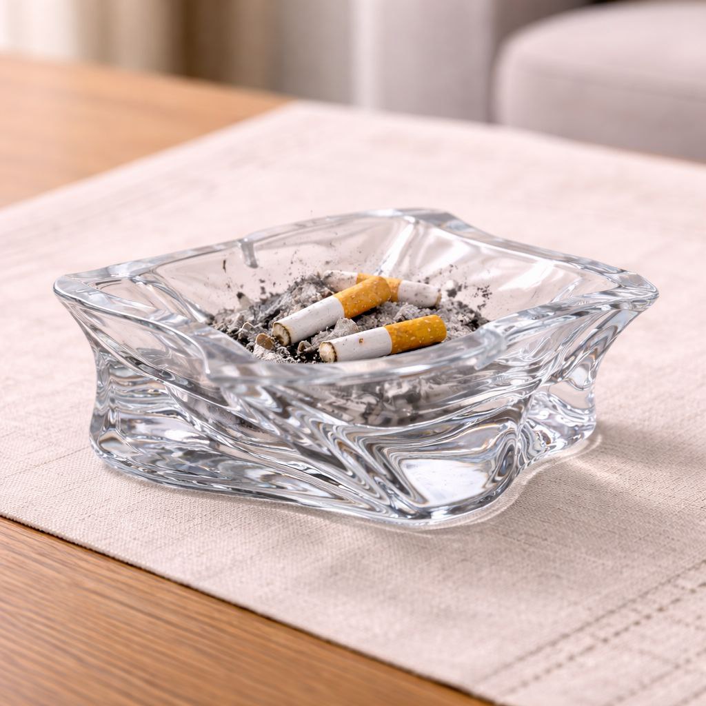 طفاية سجائر زجاج كريستالي مناسبة للمكتب