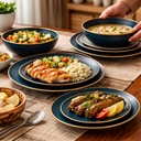 طقم عشاء بورسلين بحواف عسلية مكون من 18 قطعة