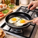 طاسة تيفلون بغطاء زجاجي بمقبض لسهولة الحمل - مقاس 28 سم