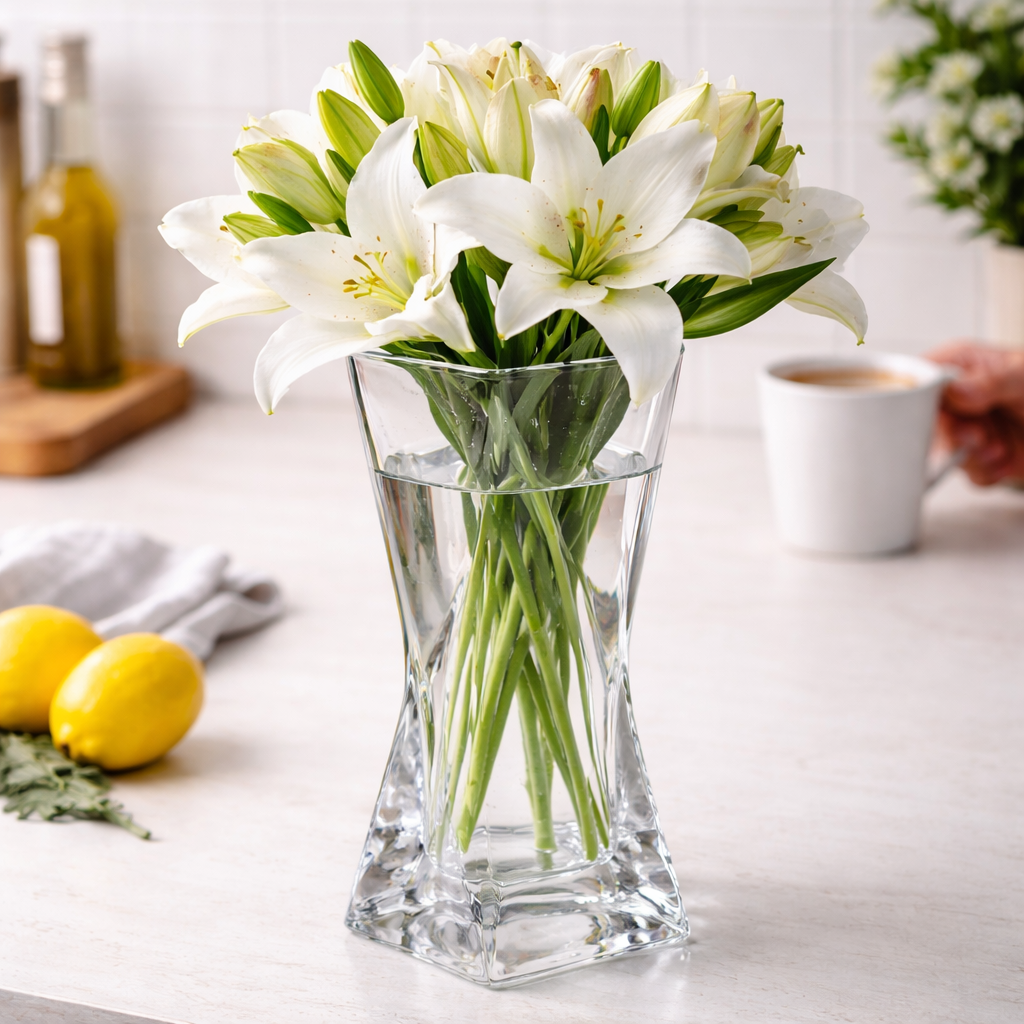 فازة ورد شيك طويلة بتصميم مختلف لتجديد ديكور البيت