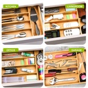منظم درج خشبي قابل للتوسيع مقسم 7 خانات لتنظيم المعالق وأدوات المطبخ