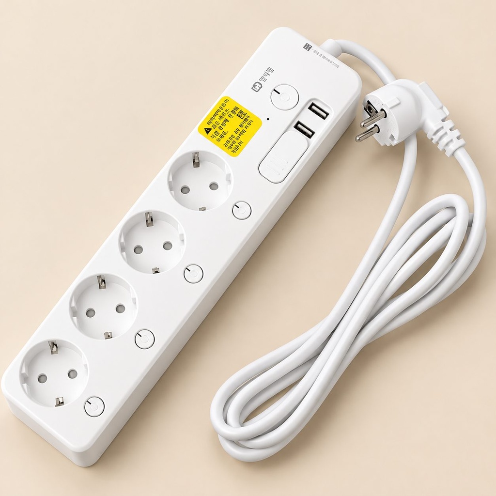 مشترك كهربائي ذكي 16 أمبير بـ 4 مخارج و2 منفذ USB وواي فاي للتحكم من الموبايل ومتابعة استهلاك الكهرباء