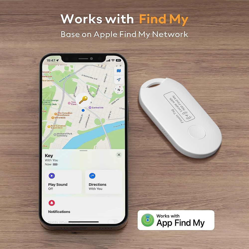 جهاز تتبع ذكي FineIn Tag للمفاتيح والشنط والأغراض الشخصية متوافق مع Apple Find My للآيفون