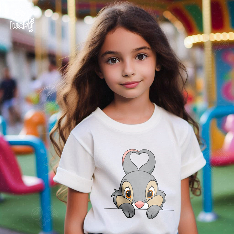 Miss Bunny تيشيرت اطفال قطن باللون الابيض