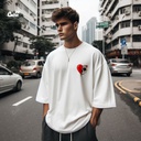 Skull Heart تيشيرت اوفر سايز قطن باللون الابيض للرجال