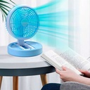 مروحة مكتب ليد بتصميم مبتكر قابل للطي والدوران مع 3 سرعات يعمل بالشحن