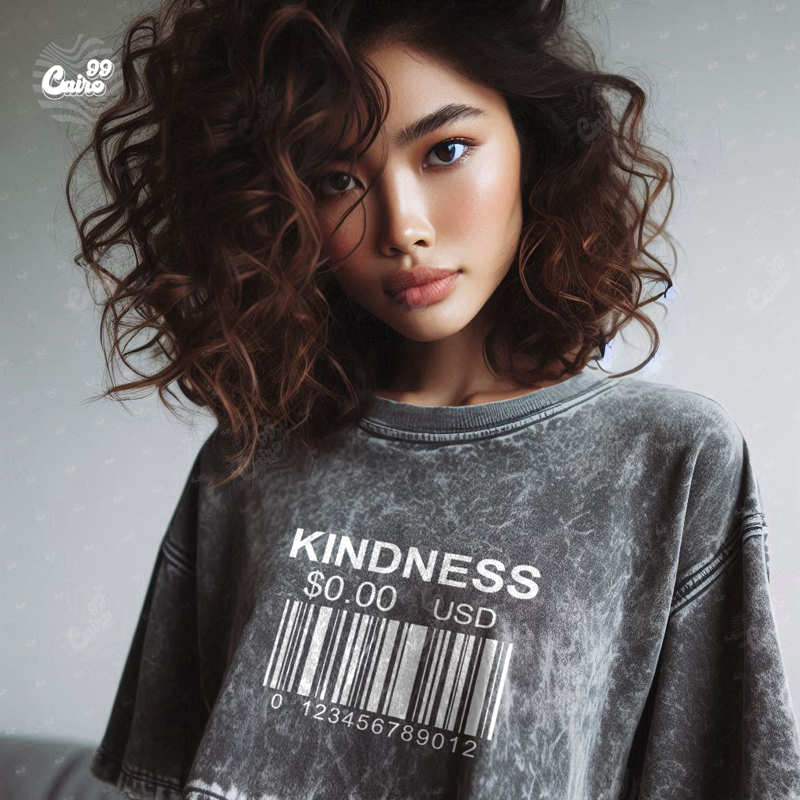 Kind Ness كروب توب اوفر سايز باللون الرمادي