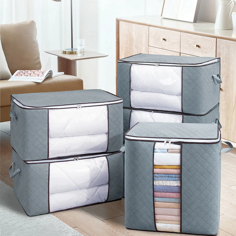 شنطة تخزين جامبو بجزء شفاف لاظهار المحتويات للملابس والبطاطين والوسائد وألعاب الأطفال