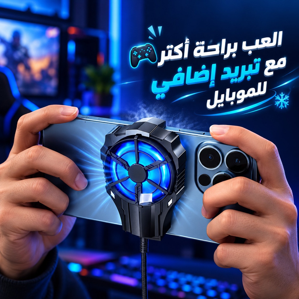 مروحة سلكية بمشبك خلفي لتبريد الموبايل اثناء اللعب