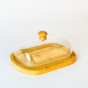 علبة زبدة خشب بغطاء اكليريك لحفظ وتقديم الزبدة علي السفرة