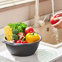 طبق بلاستيك بمصفاه ستاليس ستيل باللون الرمادي -24 *10سم