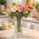 فازة زجاج شفاف شيك للورد بشكل مميز للديكور