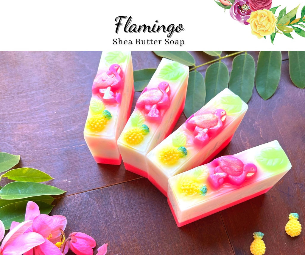 صابونة الفلامنجو بزبدة الشيا وزيت الفواكه الاستوائية _ 150 جرام