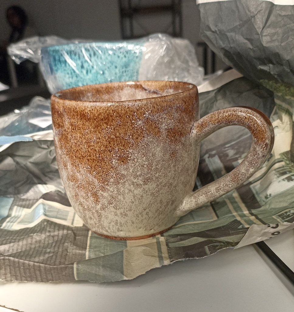 مج فخار عسلي مموه للشاي والقهوة والمشروبات الساخنة