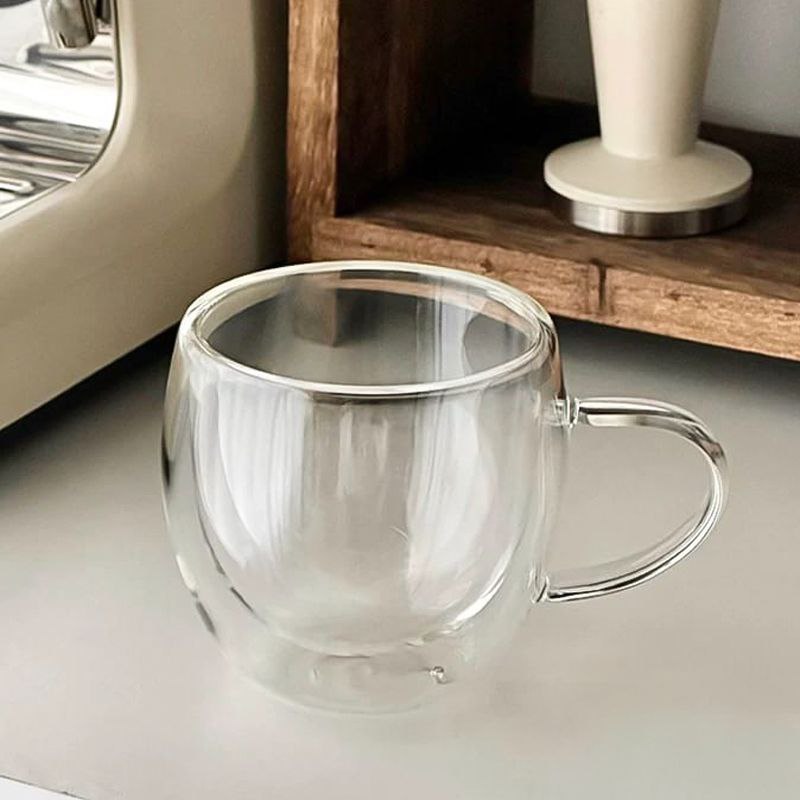 مج زجاج دبل شفاف 150 ملل لشرب وتقديم القهوة والعصائر